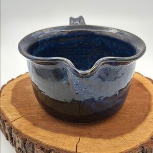 Brown‎ Stone Studio Blue Pottery Batter Bowl Signed & Dated